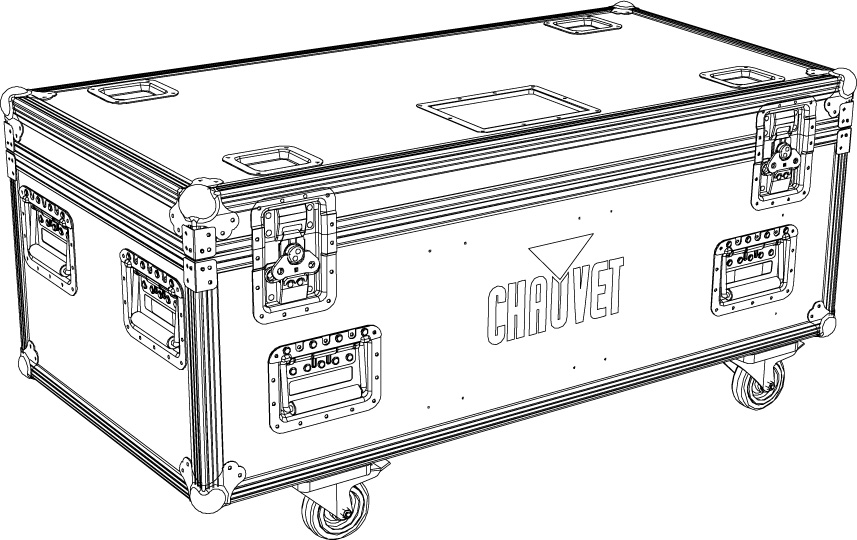 Flightcase i standardformat, anpassad för 8 x Chauvets IP-klassade LED-ramper (Colorband PIX IP)